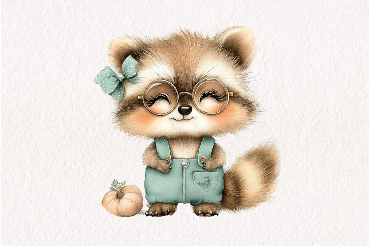 Summer Funny Raccoon Clipart, an Illustration by CreationArt (Photo 8 of 10)