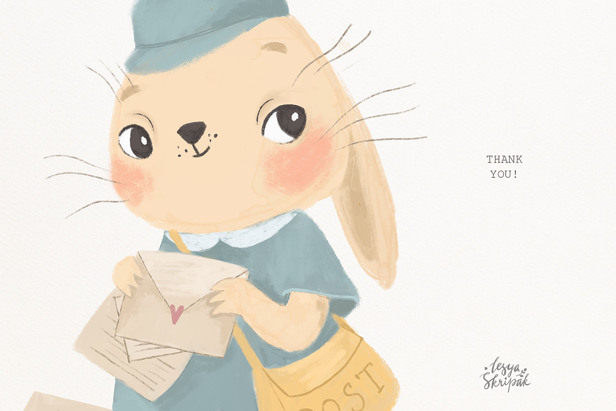 Postage elements. Collage elements., an Animal Illustration by Lesya Skripak (Photo 6 of 6)