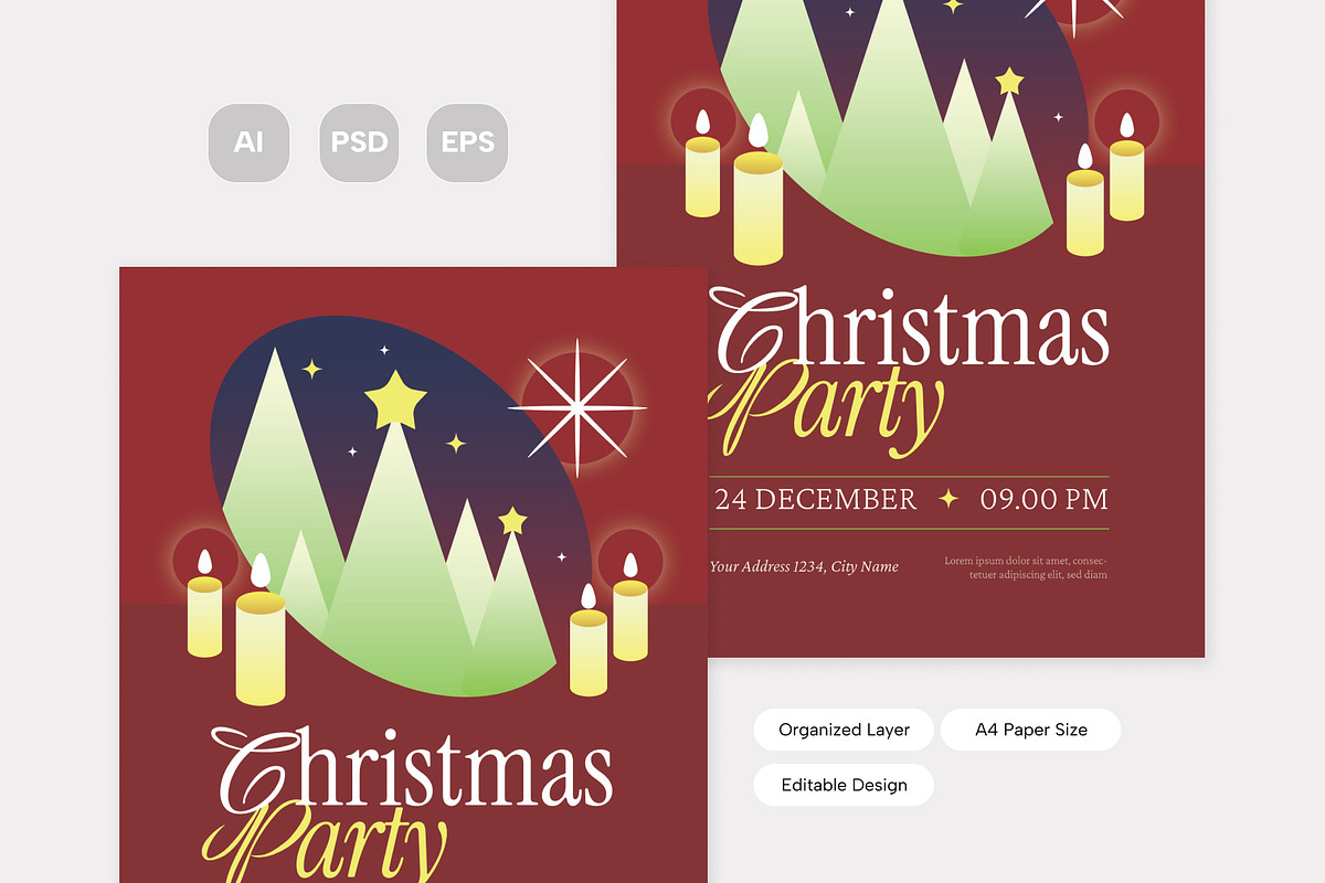Elegant Christmas Party Flyer, a Flyer Template by Pink Bunny Studio (Photo 2 of 3)