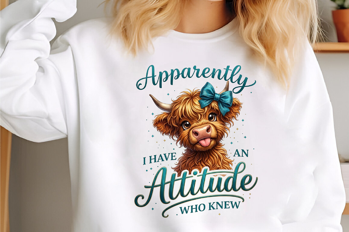 Funny Highland Cow Attitude PNG, an Illustration by designcity5 (Photo 2 of 4)