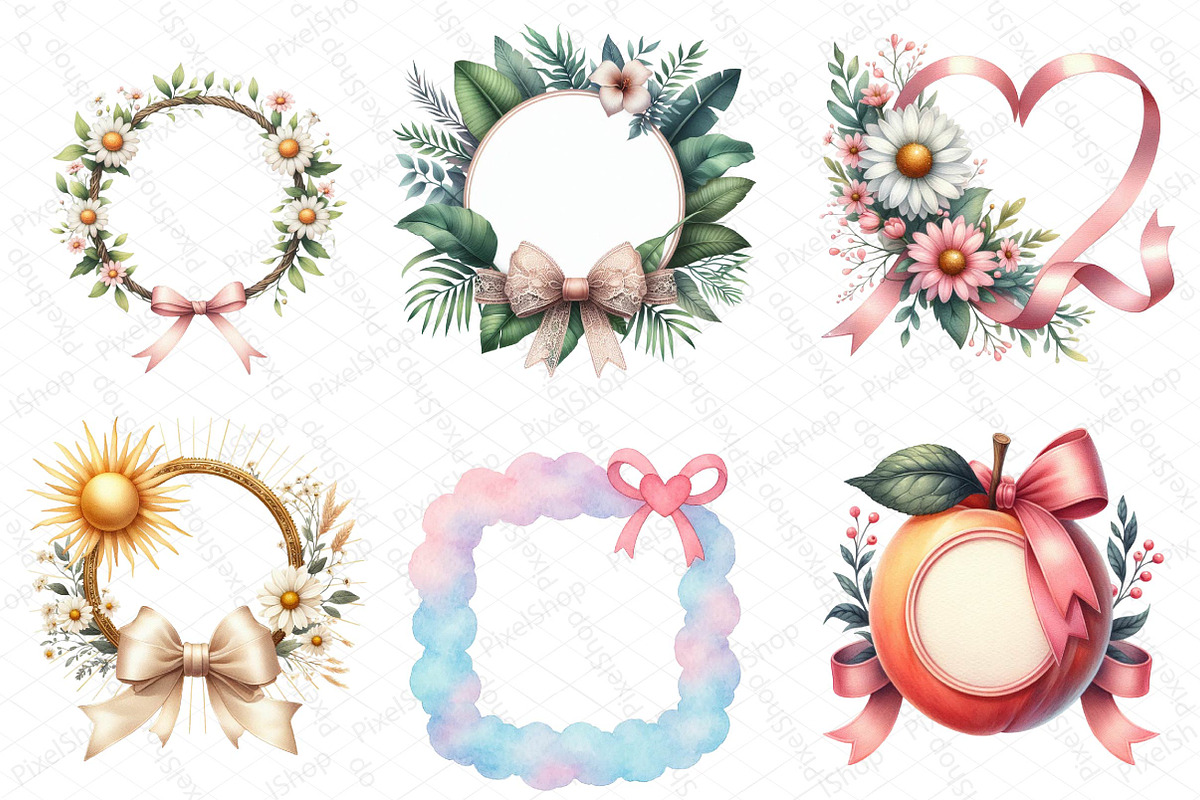 Coquette Summer Frame Clipart Bundle, an Illustration by DreamPrint404 (Photo 2 of 4)