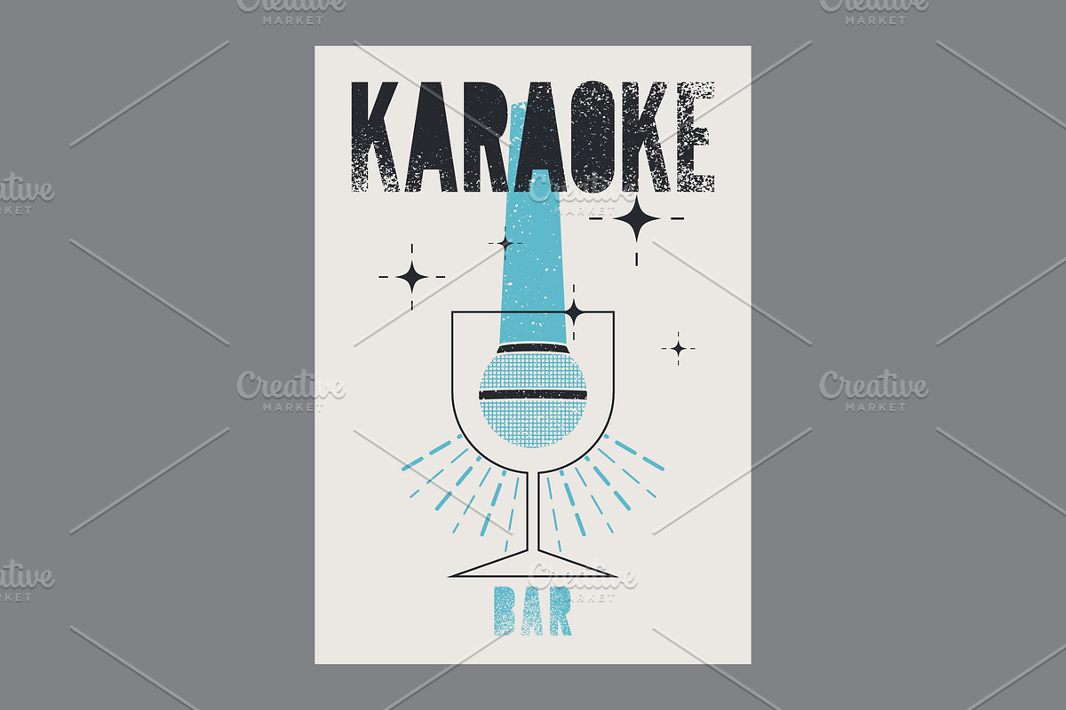 Karaoke grunge vector poster set., an Object Illustration by PoPaShop (Photo 4 of 8)