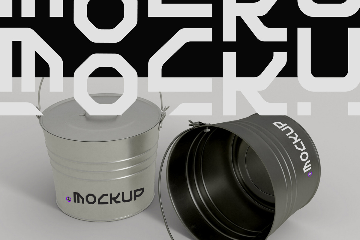 Galvanized Metal Bucket Mockup, a Household Mockup by hiddemaru (Photo 3 of 4)