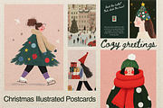 Cozy Greetings / Christmas Postcards, a Seasonal Illustration by By Arkadë (Thumbnail 1 of 6)