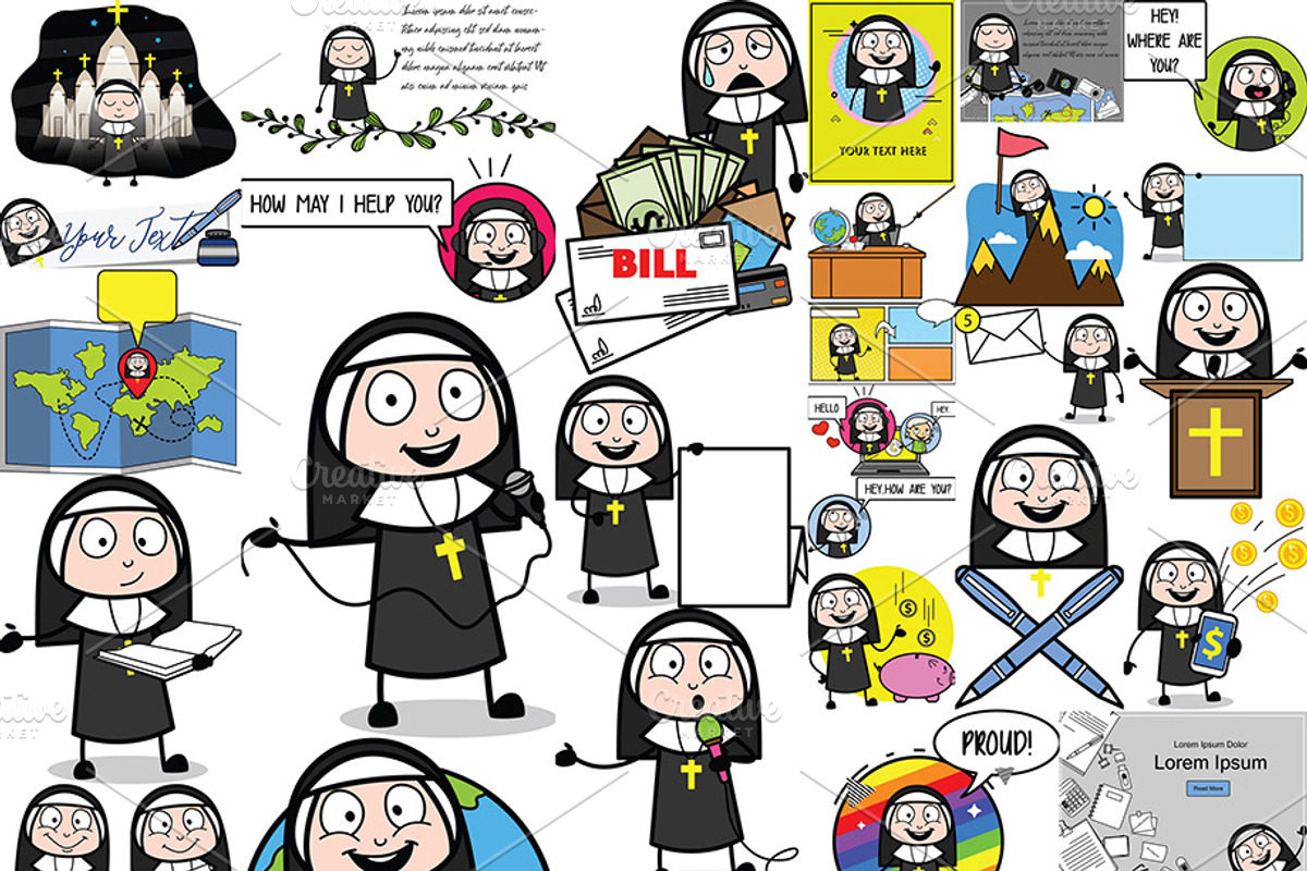Nun ~ Cartoon Character Set, a Person Illustration by The Toon Company (Photo 7 of 7)
