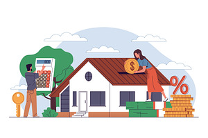 Mortgage credit service. Calculating, a Finance Illustration by YummyBuum