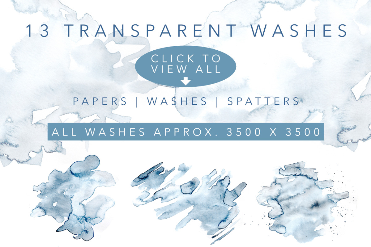 Blue Watercolor Washes+Papers, an Illustration by Feather Grace Designs (Photo 3 of 7)