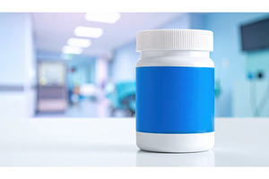 Medical pill bottle with blue label, a Health & Medical Photo by Igor Tichonow
