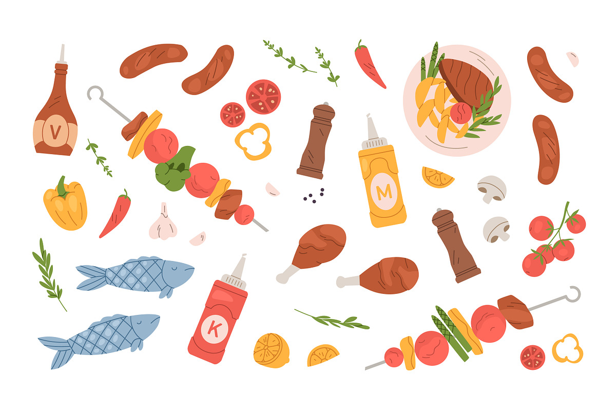 Delicious barbecue food set, a Food Illustration by Good Studio (Photo 1 of 3)