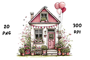 Whimsical Floral Spring House, a Seasonal Illustration by GiraffeCreative (Thumbnail 3 of 20)