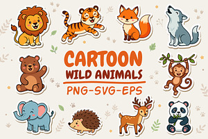 Cartoon Wild Animals Clipart, an Animal Illustration by Mad Max Shop