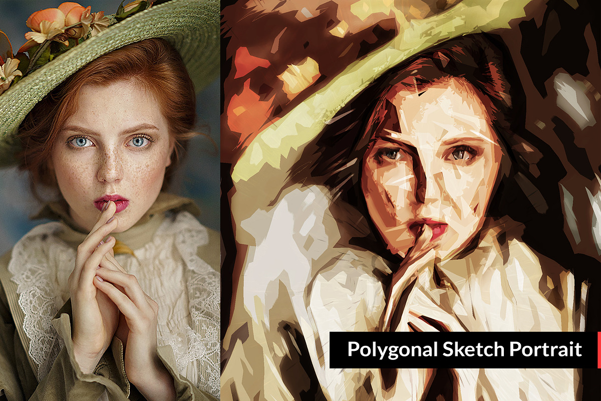 Polygonal Sketch Portrait, an Action Add-On by PSD Action (Photo 1 of 3)