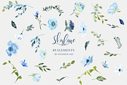 Watercolor Blue Florals Clipart Set, a Decorative Illustration by Patishop Art (Thumbnail 6 of 14)