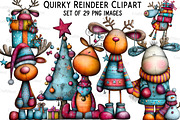 Quirky Reindeer Clipart, an Illustration by Craft Nest (Thumbnail 1 of 8)