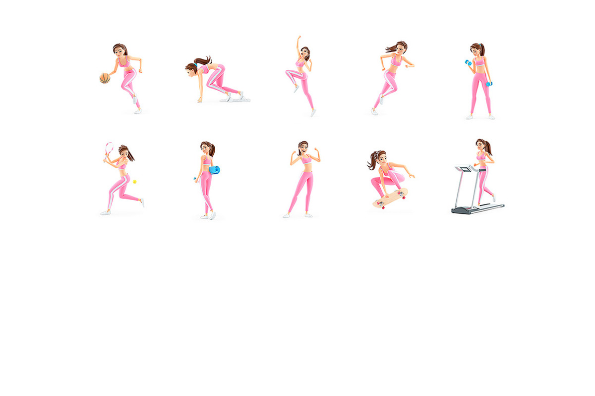 Sporty Woman – Set of 45 Poses, a Person Illustration by 3DMask (Photo 5 of 6)