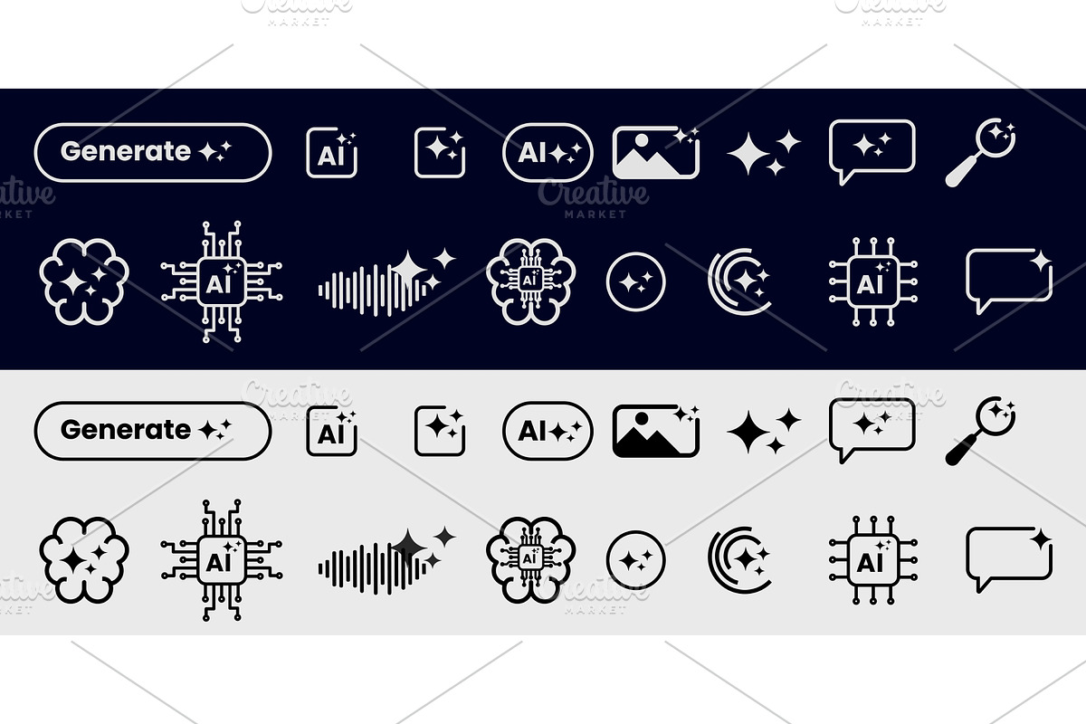 Artificial intelligence icons Ai, an Illustration by Everything for 6$