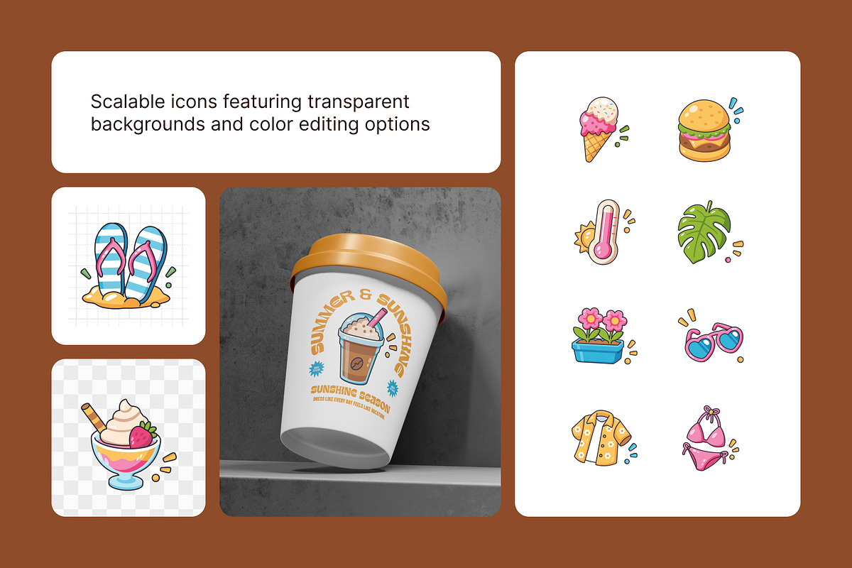 150 Summer Flat Icons Bundle, an Emoji Icon by Vectors Market (Photo 4 of 12)