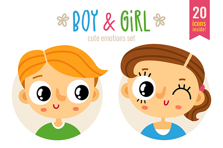 Boy&Girl - cute emotions set