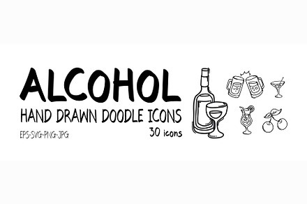 30 Alcohol doodle Icons