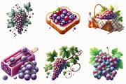 Watercolor Grape Clipart, an Illustration by OK Design (Thumbnail 4 of 5)