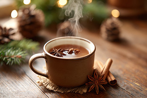 Steaming spiced tea with star anise and cinnamon, a Food & Drink Photo by AlyaAnd