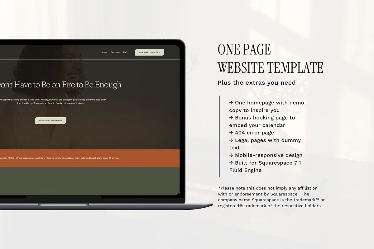One Page Therapist Website, a Squarespace Template by Pretty Boss Designs (Photo 4 of 6)