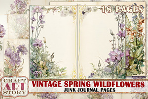Spring Wildflowers junk journal Page, a Decorative Illustration by CraftArtStory
