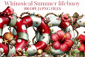 Whimsical Summer lifebuoy Clipart, an Illustration by Designworld