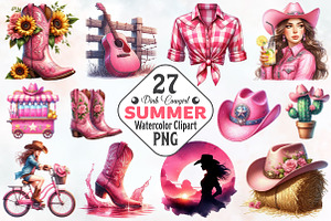 Cowgirl Summer Clipart, a Seasonal Illustration by RobertsArt