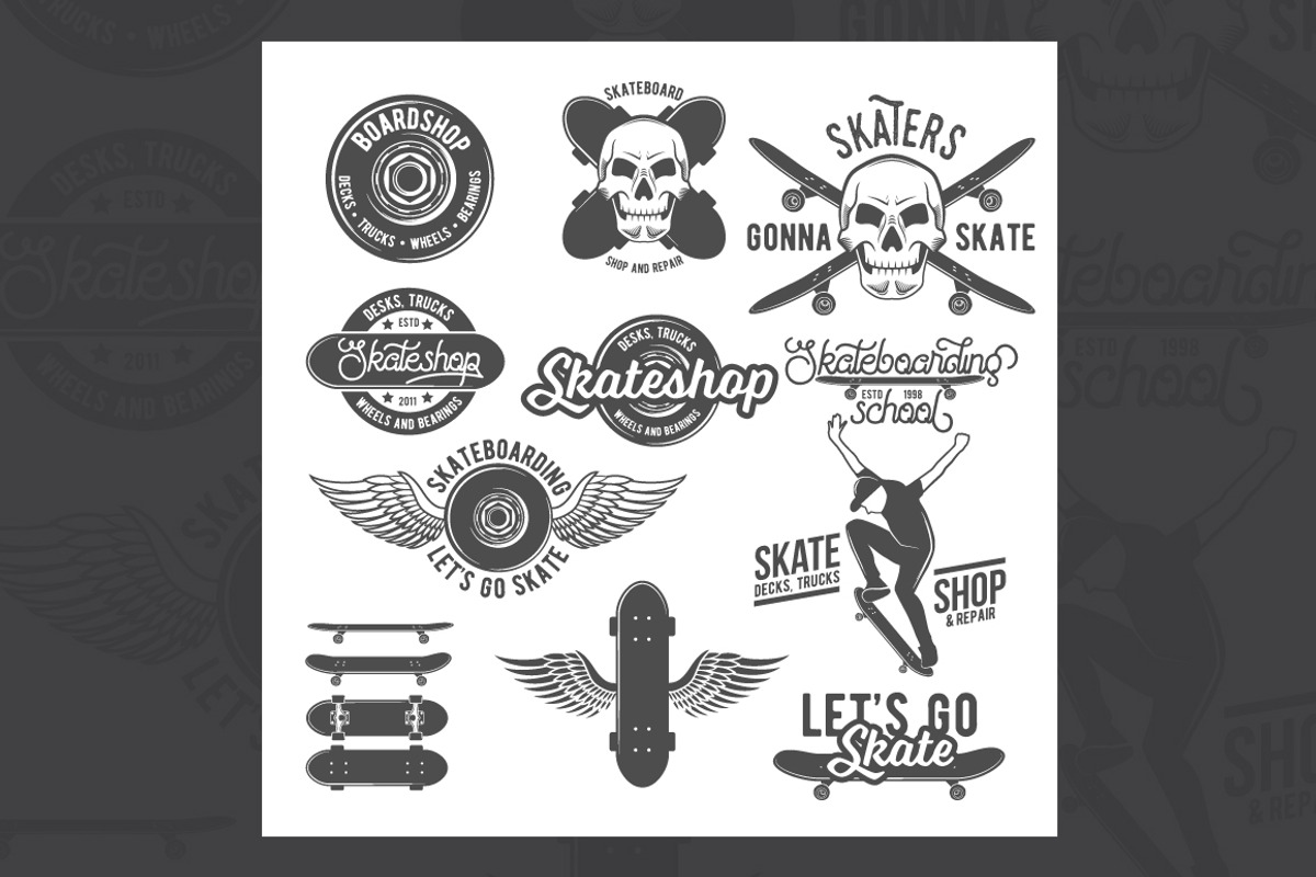 Set of skateboarding badges, a Branding & Logo Template by Alex_Ivanov