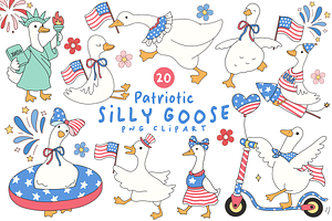 Patriotic Silly Goose PNG Clipart, a Seasonal Illustration by LemonDesign