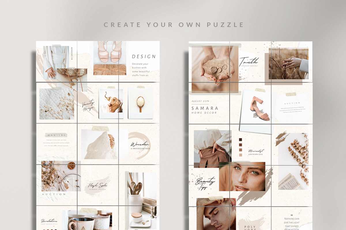 Instagram Puzzle Lucy - Canva & PS, a Social Media Template by Eviory