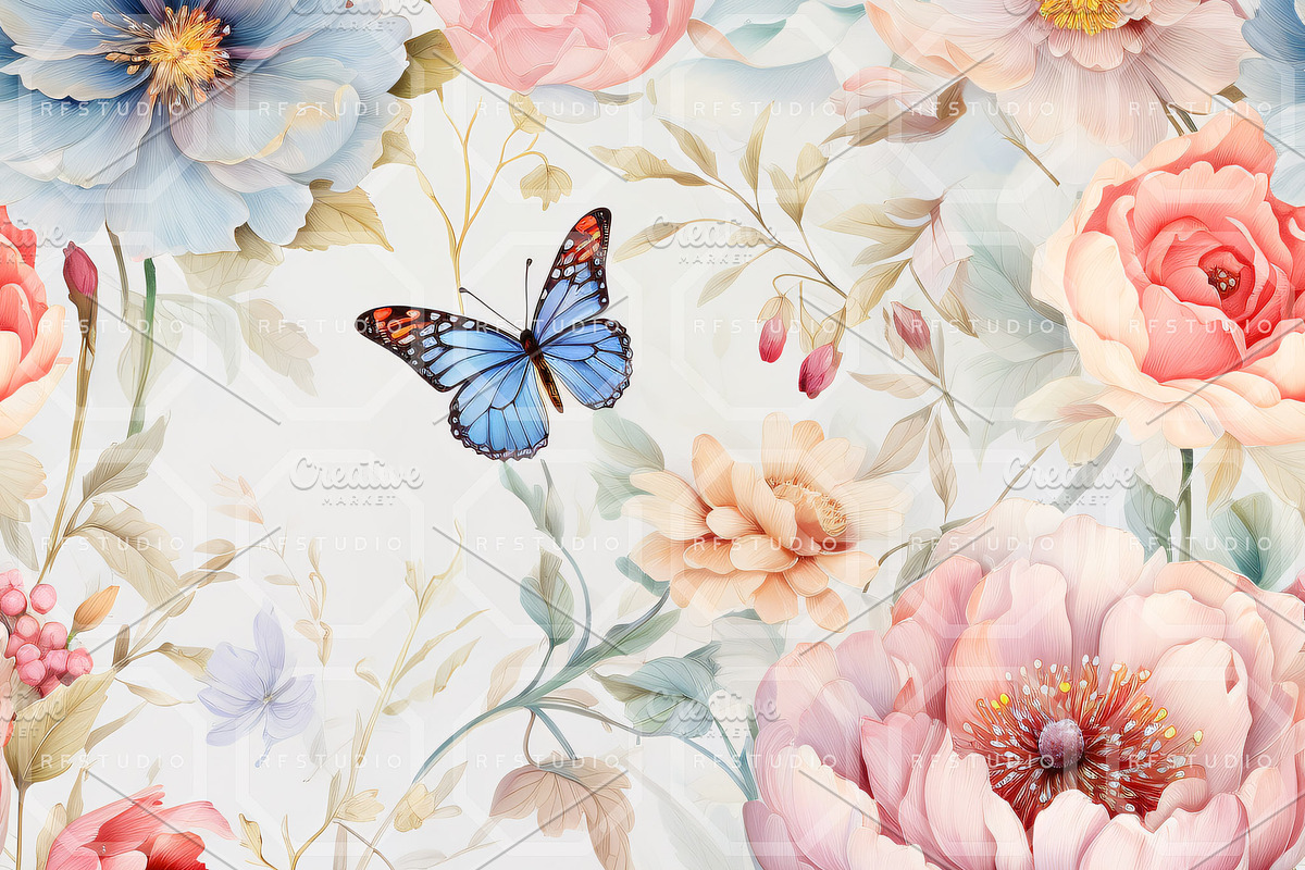 FLORAL FLUTTER. Seamless Pack, a Texture Illustration by RefinedFantasyStudio (Photo 3 of 9)