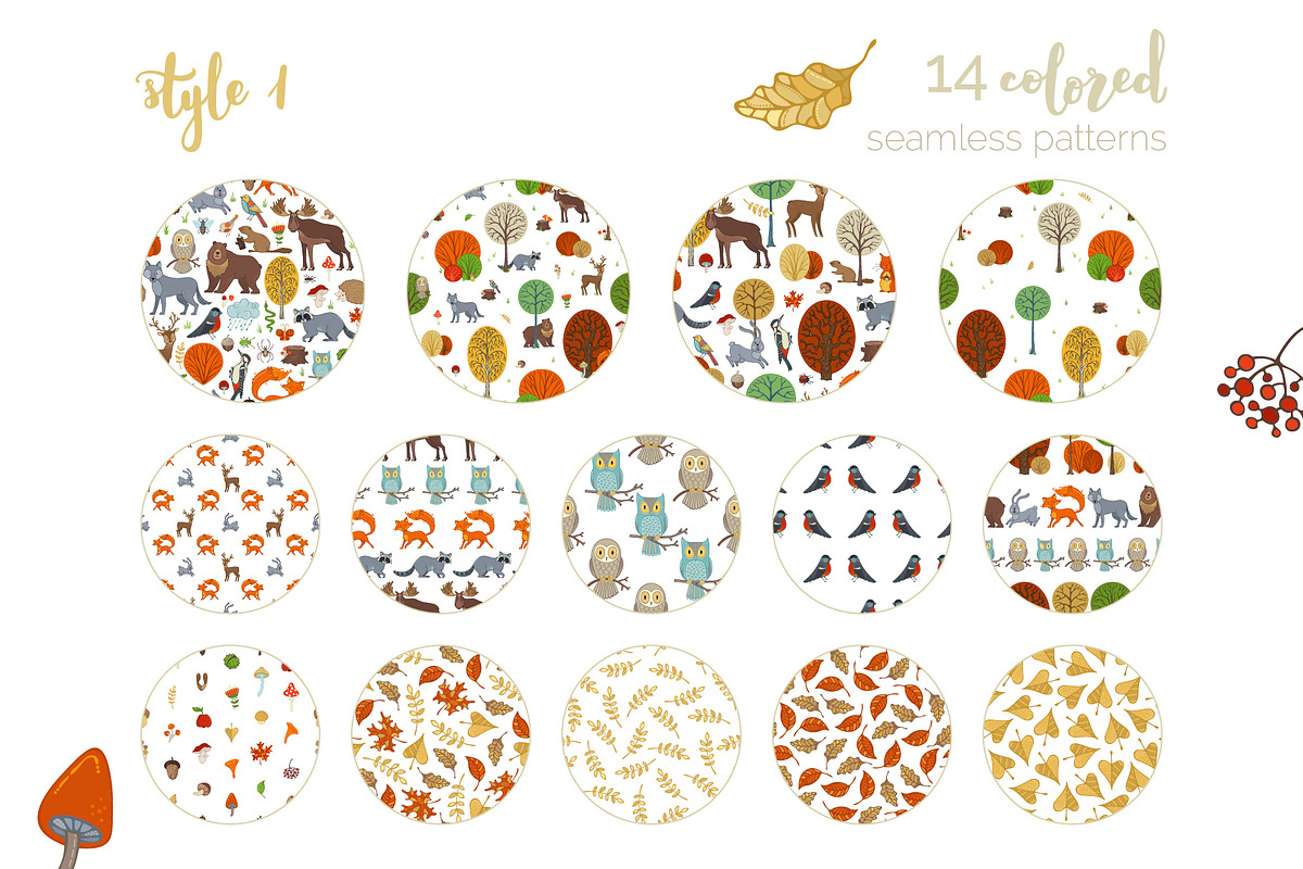 Autumn Woodland Seamless Patterns, a Pattern Graphic by MaljukArt (Photo 7 of 14)