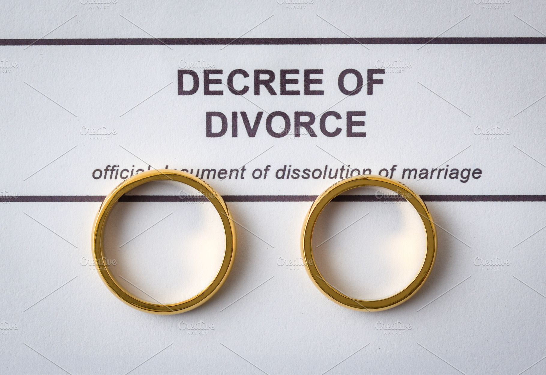 Gold Wedding Rings on Divorce Decree, an Abstract Photo by Davizro's Market