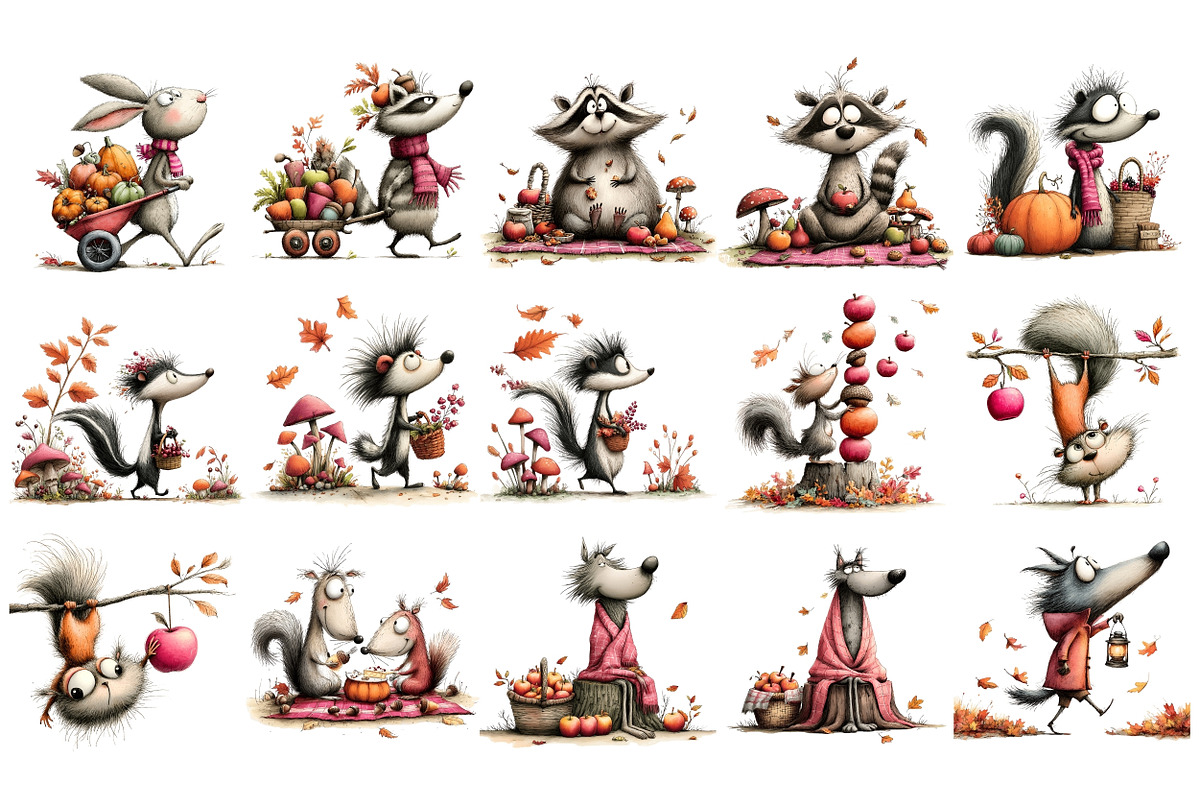Woodland Fall Animals PNG Bundle, a Seasonal Illustration by Nicolle's Colorful Art (Photo 5 of 5)