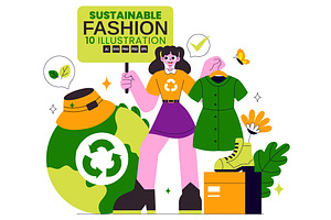 10 Sustainable Fashion Illustration, a Person Illustration by denayunebgt