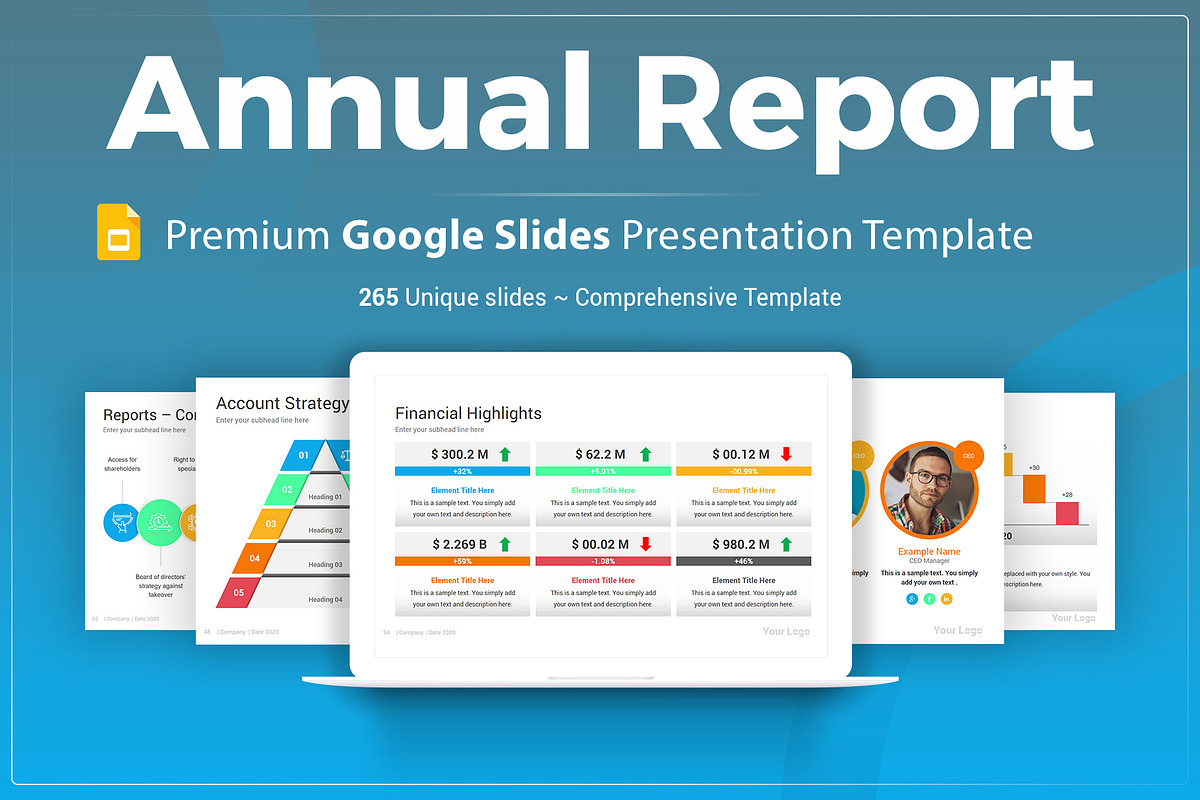 Annual Report Google Slides Template, a Presentation Template by SlideOne