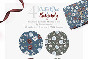 Dusty Blue and Burgundy Florals, a Work Illustration by Momo Studio (Thumbnail 11 of 12)