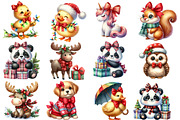Cute Animal Christmas with Bow Clipa, an Illustration by Designworld (Thumbnail 3 of 5)