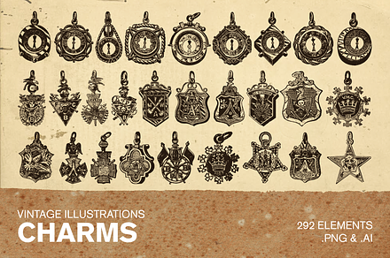 290+ Vintage Illustrations - Charms