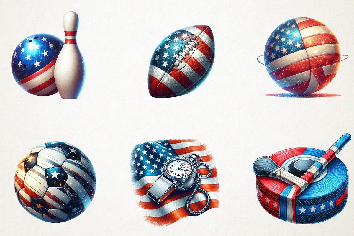 Patriotic Sports Elements Clipart, an Illustration by RobertsArt (Photo 4 of 7)