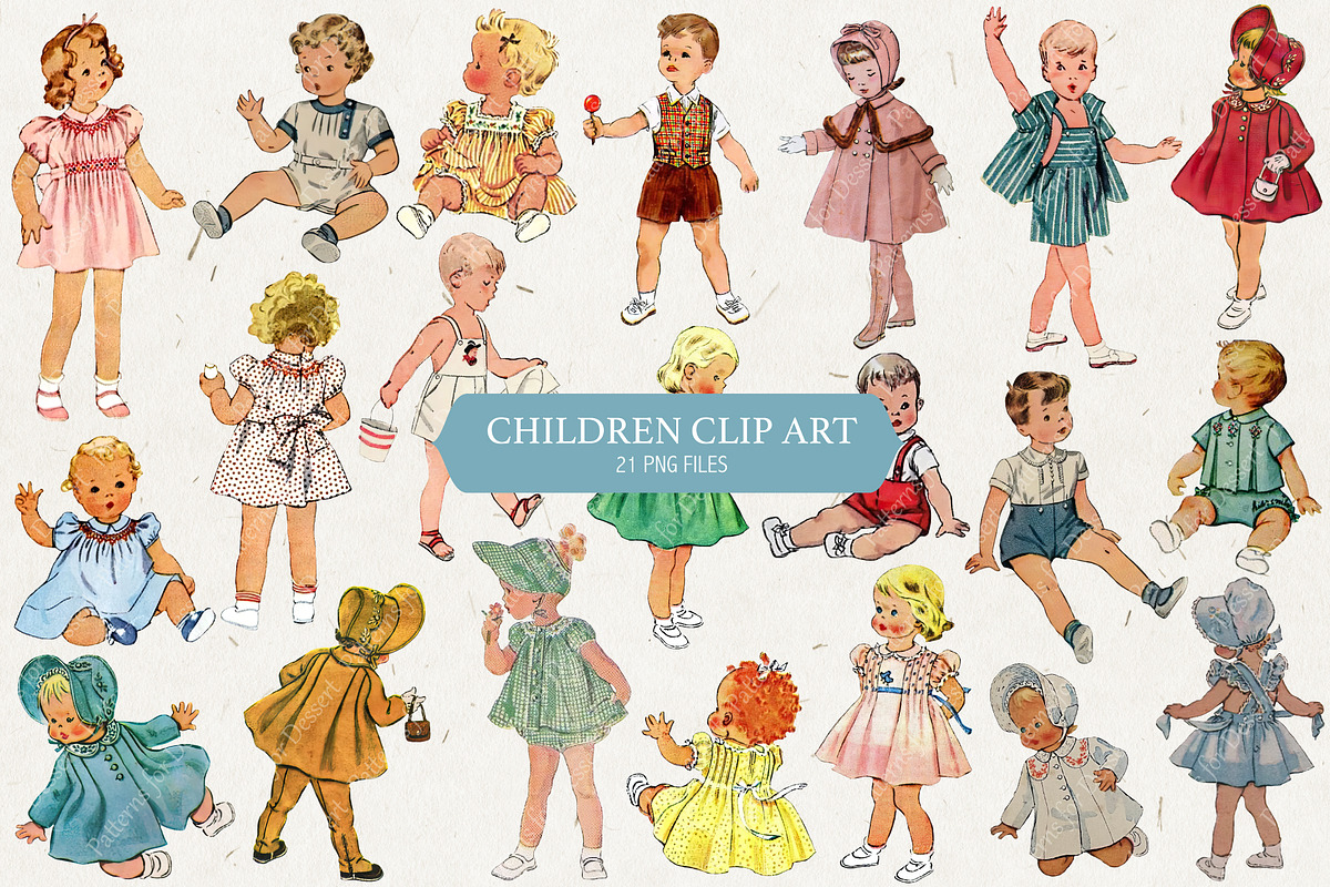 Vintage Children Clip Art, a Person Illustration by Patterns for Dessert (Photo 1 of 13)