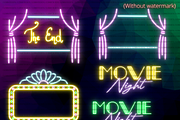 Neon Cinema Movie Night Clipart PNG, a Technology Illustration by Lenninator Digital (Thumbnail 3 of 6)