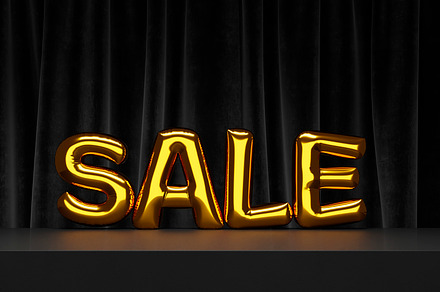 Shopping sale background with inflated golden balloons text on d