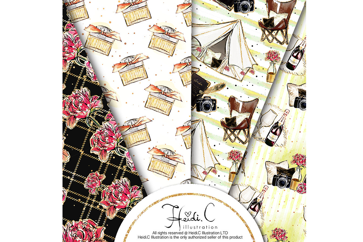 Let's Go Glamping Paper Pack, a Pattern Graphic by HeidiCIllustration (Photo 4 of 5)