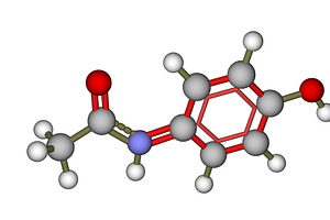 Molecule of paracetamol (acetaminoph, an Illustration by Leonid Andronov