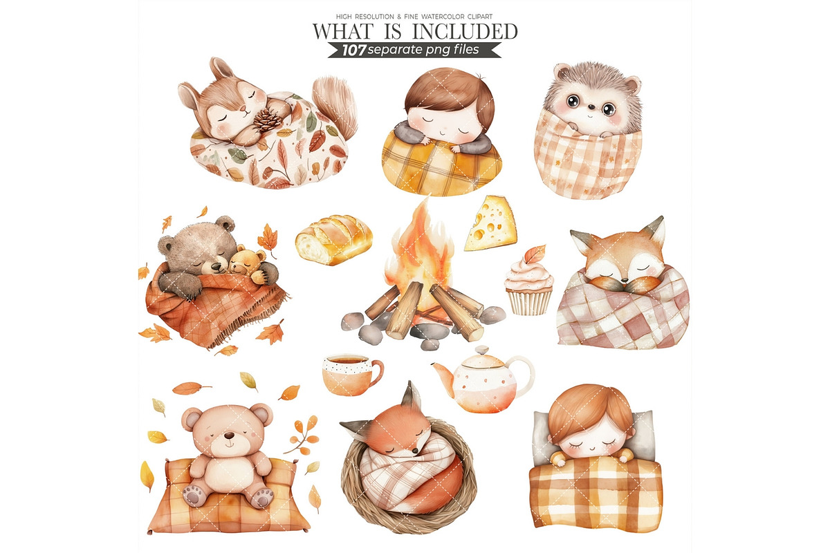 Fall Clipart Autumn Watercolor PNG, an Illustration by CharmClipart (Photo 5 of 10)