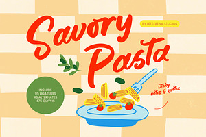 Savory Pasta Sticky Notes & Quotes, a Script Font by Letterena Studios Script