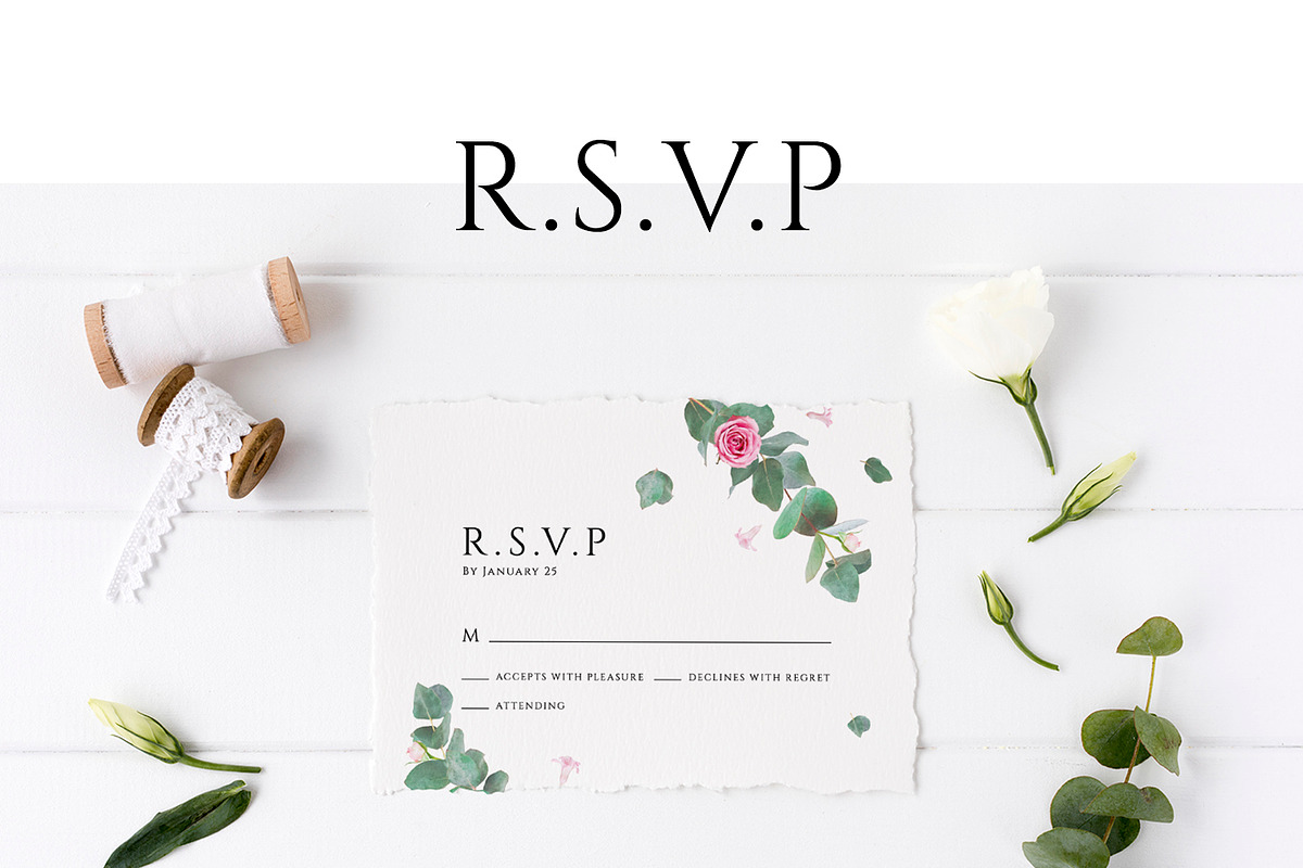 Eucalyptus Wedding Invitation Suite, an Invitation Template by Azka Creative (Photo 4 of 8)